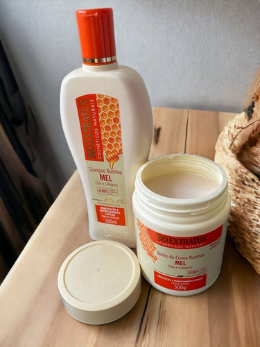 Kit 1 Shampoo 1 Banho Creme Mel Nutritivo 500 Ml Bio E K9715