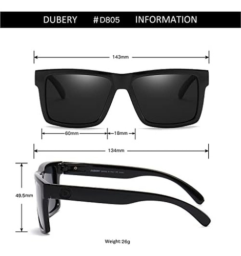 Gafas De Sol Polarizadas Cuadradas Clásicas Dubery Para Gafa