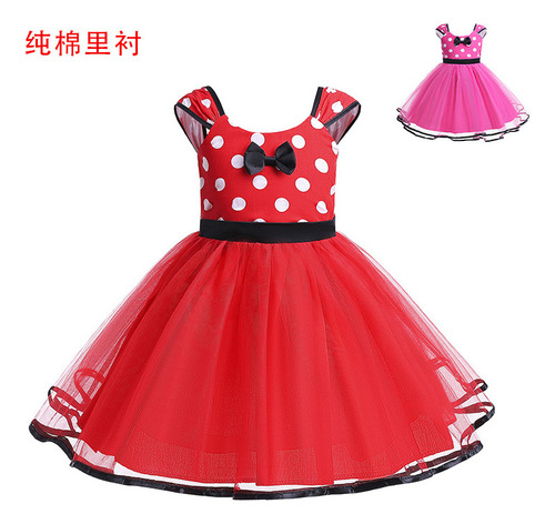1 Vestido Con Forma De Tutú De Minnie Mouse, Bonito Lazo De