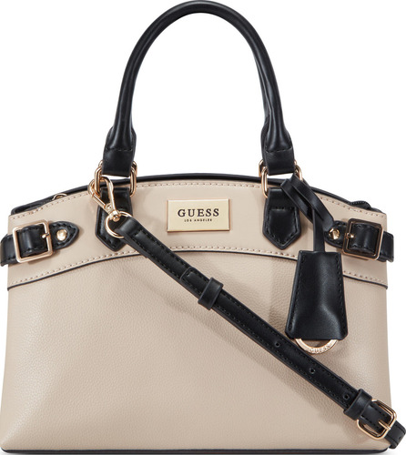 Bolsa Satchel Para Mujer Con Logo Estampado Beige Guess