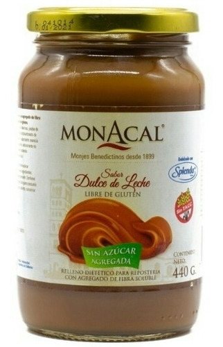 Dulce De Leche Dietético Y Libre De Gluten, Monacal X 440 Gr