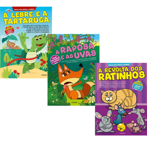 Coleção Fábulas 3 Vol: A Lebre E A Tartaruga + A Raposa E As Uvas + A Revolta Dos Ratinhos, De Camila Duarte. Editorial Kit De Livros, Capa Mole, Edição 20230101 00:00:00 Em