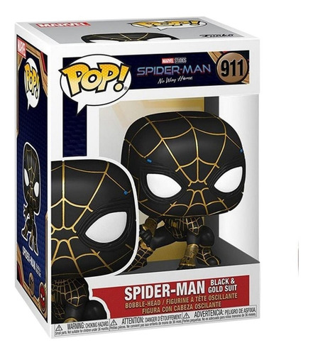 Spiderman Traje Negro Dorado No Way Home Funko Pop