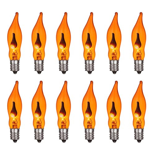 Paquete De 12 Bombillas Con Forma De Llama Naranja, C18, De