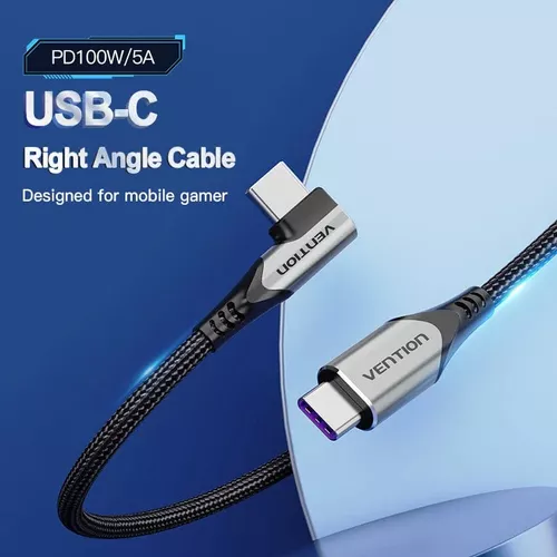 Cable Usb C Trenzado Carga Rapida 100w 5a Premium 2m Vention