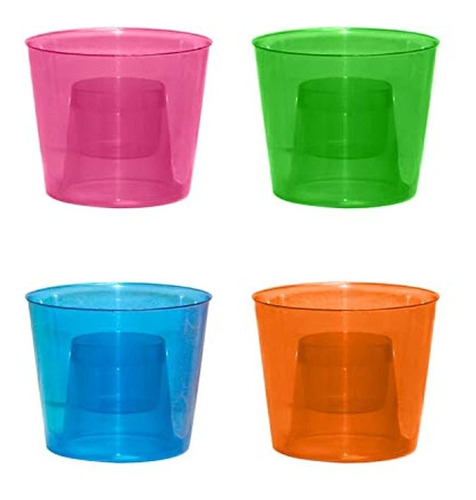 Tazas De Plástico Duro, Varios Colores Neón, 12 Unidades