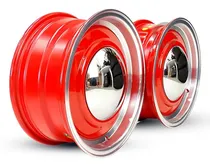 Comprar Jogo De Rodas Smoothie Duas Talas Para Fusca Aro 15 4x130 Cor Vermelho Borda Diamante 4x130