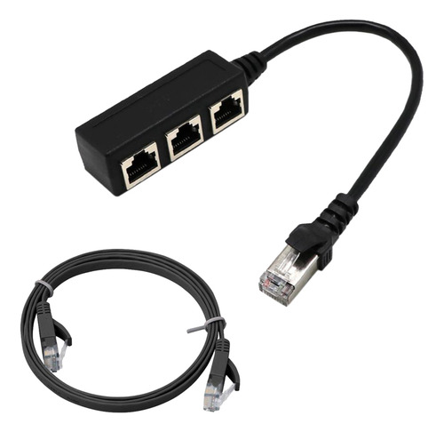 0 Adaptador De Extensión Ethernet 1x Enchufe A 3x Lan