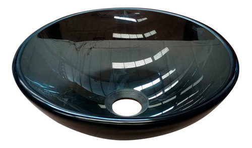 Solana Ovalin Lavabo De Cristal de 35cm Modelo Babel Color Negro / Lavabo de Vidrio Templado De Sobre Encimera