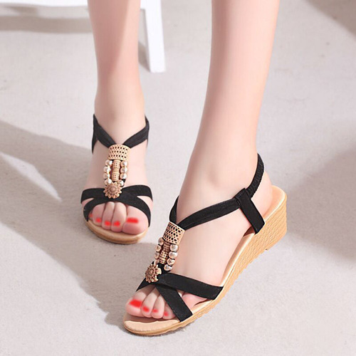 Sandalias Casuales De Verano Con Correa Elástica De Moda Par