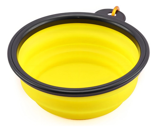 Plato Comedero Bebedero Plegable Portatil Perro O Gato 350ml Color Amarillo