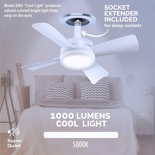 Ventilador De Techo Moderno Con Socket Enroscable Foco Led