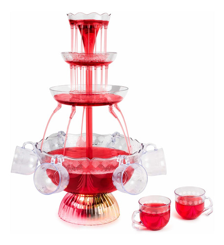 3 Tier Party Fountain With Led Lighted Base 1.5 8 Cup Clear