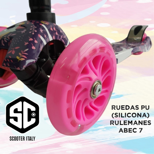 Imagen 6 de 10 de Monopatin Scooter Italy Original Graffiti 4 Ruedas Con Luces