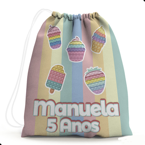 10 Sacolinhas Surpresa Personalizada Tecido Pop It Candy