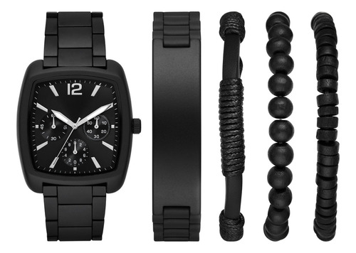 Folio - Set De Reloj Fmdal1185 Para Hombre Correa Negro Bisel Negro Fondo Negro