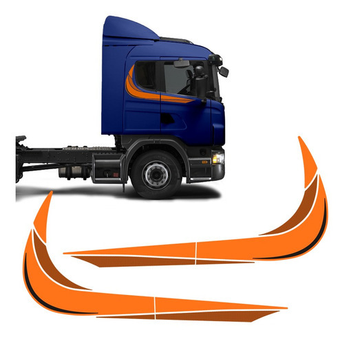 Faixas Scania 2002/2003 Adesivo Laranja Lateral Caminhão