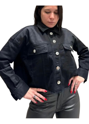 Campera De Jean Oversize Mujer. Negra O Celeste. Tendencia