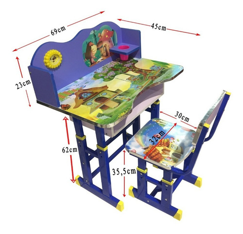 Escritorio De Niño Con Silla Altura Regulable Armado Gratis