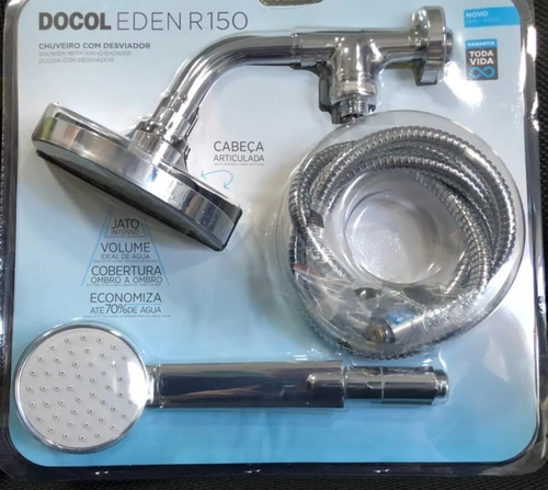 Chuveiro Docol Eden 150 Com Desviador E Ducha Cromado Inox