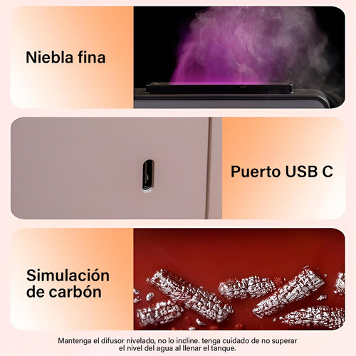 Humidificador Chimenea Led Difusor Aromas La-0646
