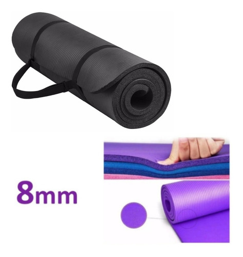 Mat Yoga Colchoneta Pilates Fitness Enrollable Gruesa 8mm