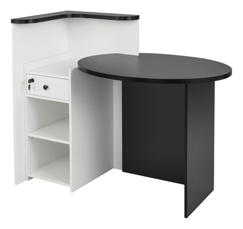 Escritorio De Recepción Ovalado; Negro