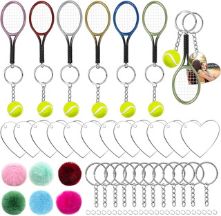 Tomaibaby Juego de llaveros pequeños de tenis color verde diseño de raqueta de tenis 1 unidad 