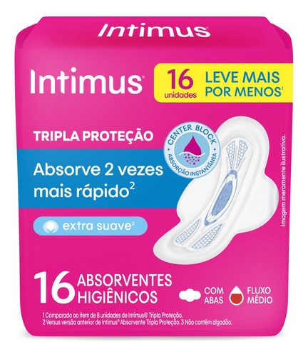 Absorvente Externo Tripla Proteção Suave C/ Abas 16 Intimus