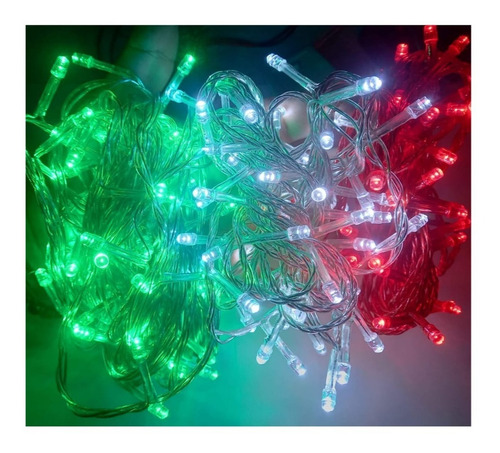 Kit Patrio 3 Serie De Luces Led Verde Blanco Y Rojo 100 Leds