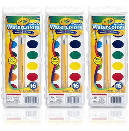 Crayola Wasable Watercolor Paint 16 Colors Pack De 3