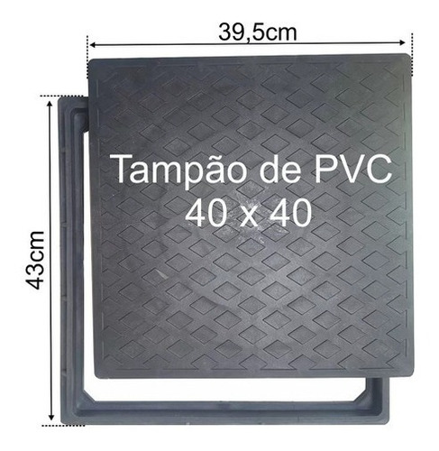 Tampa De Pvc Para Caixa De Esgoto 40x40 C/ Aro Kit 6 Peças