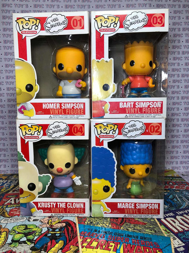 Funko Pop Los Simpsons Marge Homero Krusty Bart Vaulted Set (Usado)