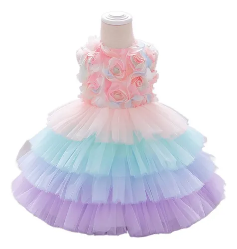 Vestido De Ni a Arcoiris Fiesta Elegante Arco ris Unicornio