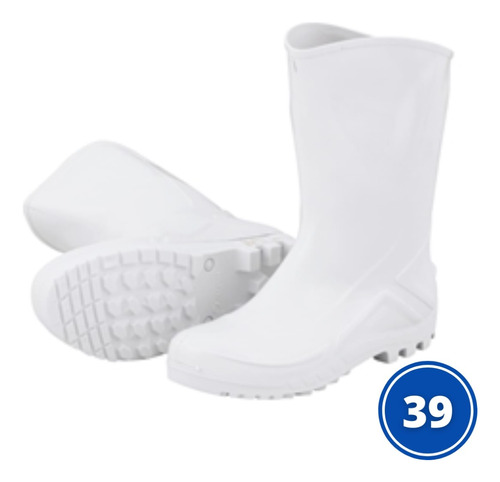 Bota De Pvc Com Forro Marluvas Cano Médio 25cm Branco Nº39