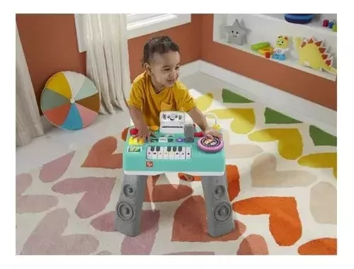 Fisher-Price Ríe y Aprende Mesa de mezclas DJ musical Piano de juguete con  actividades, luces