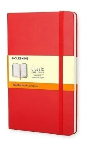 Caderno Moleskine Clássico, Vermelho, Capa Dura, Pautado, G