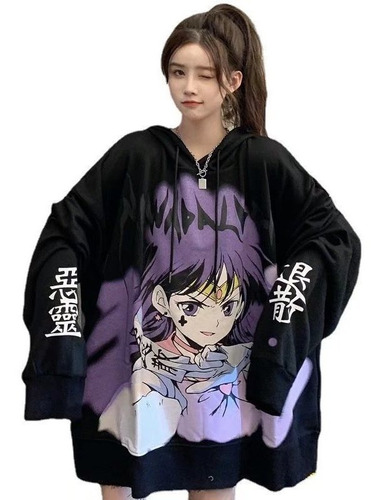 Sudadera Mujer Anime Hip Hop Chica Versión Coreana Ins Moda