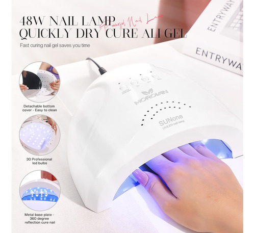 Morovan Kit De Uñas De Gel De Polietileno Para Uñas Con Lámp