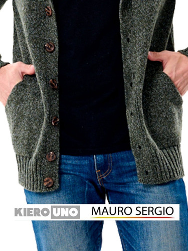 Imagen 4 de 8 de Cárdigan Hombre Tejido Bolsillos Y Solapa Campera Kierouno
