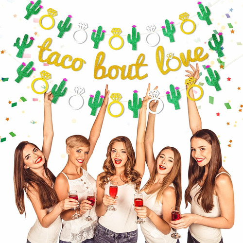 3 Piezas De Taco Bout Love Banners Taco Oro Glitter Banner T