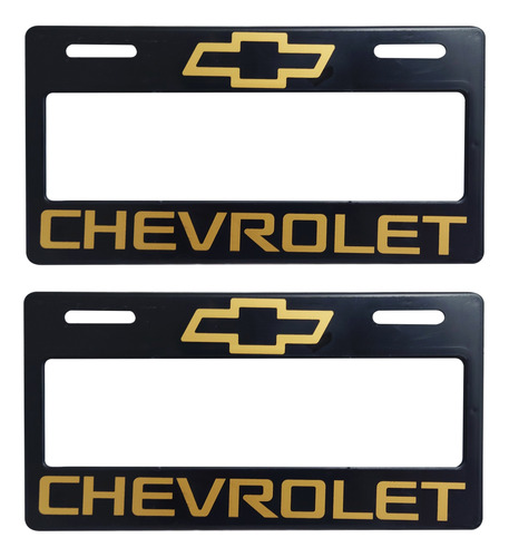 Par Portaplacas Chevrolet Negro Dorado Para Auto