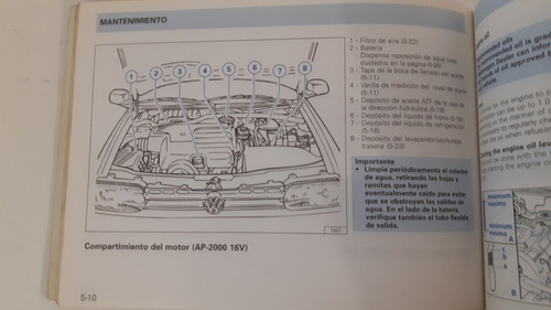 Manual De Usuario Guantera Vw Gol 1.8 2.0 Gti Y 2.0 16v (Usado)