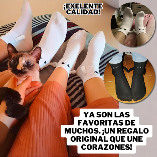 Calcetas Con Manitas Imán 4 Pares Divertidas Parejas Largas Blanco Y Negro Calceta De Manitas Con Imanes Unitalla