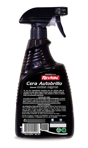 Imagen 2 de 5 de Cera Autobrillo Revigal Especial Autos Negros