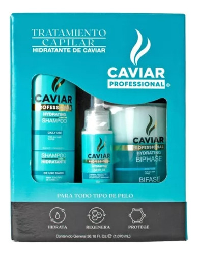  Pack 3 Caviar Professional Shampoo Acondicionador Y Serum