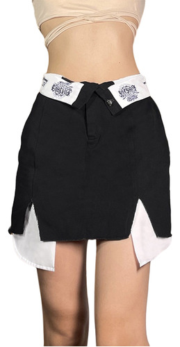 Minifalda Para Mujer, Cintura Alta, Cierre Con Cremallera, R