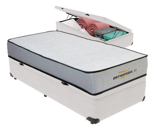 Cama Box Baú E Colchão Orthopedic D33 V-store 78x188x30 Cor Branco