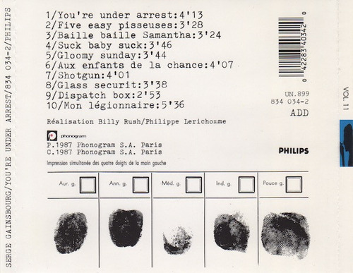 Cd You're Under Arrest Vol. 11 (serge Gainsbourg) Estándar