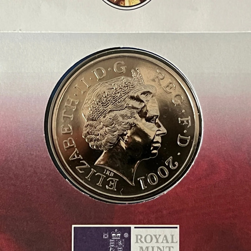 Moeda Oficial 2001 £5 Rainha Victoria Lacrada No Encarte